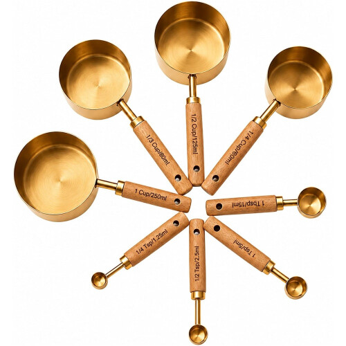 Gold Measuring Cups and Spoons Set, 8-Piece