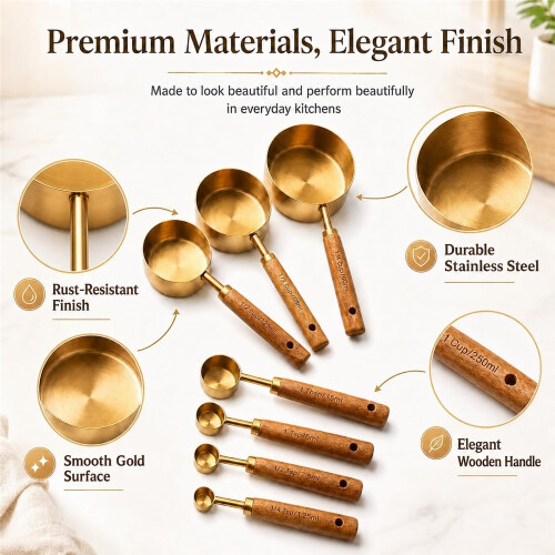 Gold Measuring Cups and Spoons Set, 8-Piece 2