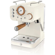 Swan Nordic Espresso Machine, White, 15 bar Pressure, Milk frother, 1.2L Tank, Scandi Style, SK22110WHTN