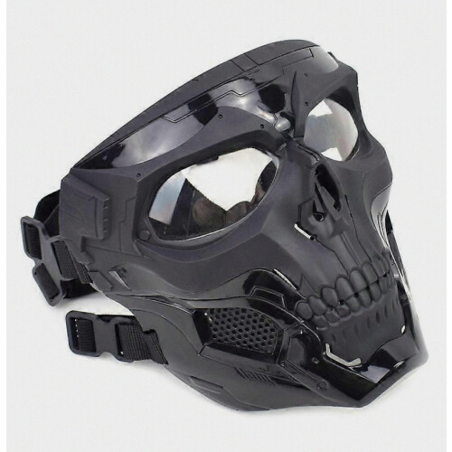 Tactical Mask Protective Full Face Clear Goggle Skull mask Dual Mode Wearing Design Adjustable Strap
