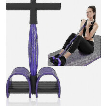 Abdominal Trainer Sit Up Equipment with Bodybuilding Expander and 6 Elastic Tubes for Full Body Workout styrq