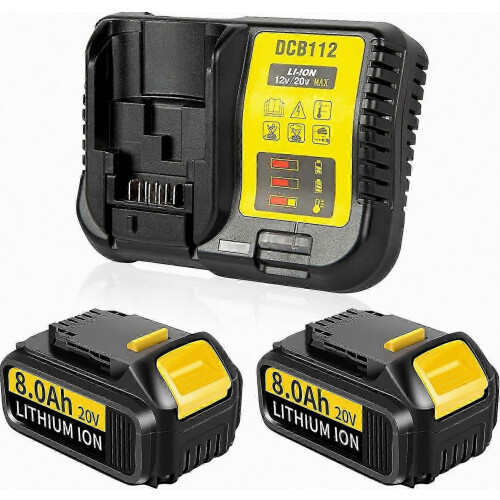 2026 Latest Model Compatible 2Pack 8.0AH 20V/18V DCB184 Replacement for Dewalt