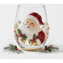 Christmas Stemless Wine Glass with Santa Claus Design, Holiday Drinking Cup for Wine, Cocktails, Juice and Parties, Christmas Gift for
