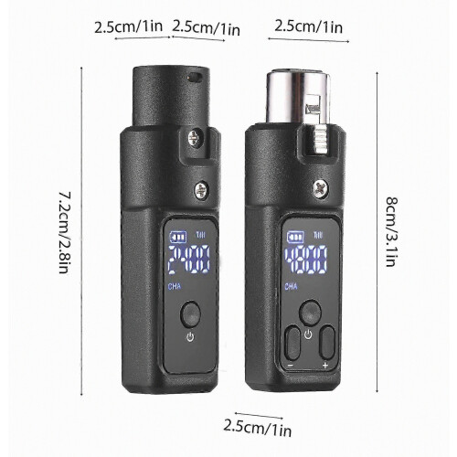 2.4G Wireless XLR Mic System, 3.7V 250mAH, Black, 7.2x2.5cm 1