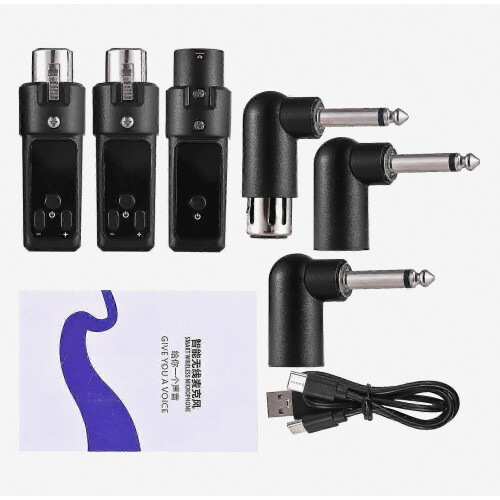2.4G Wireless XLR Mic System, 3.7V 250mAH, Black, 7.2x2.5cm 2