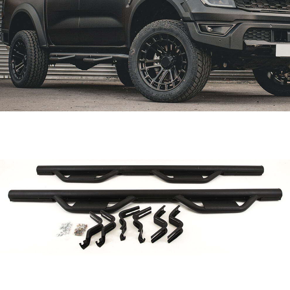 For Ford Ranger T6 T7 T8 2012-2022 Running Boards Side Steps Black 9145588446688