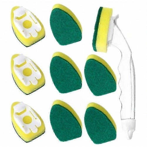 Kitchen Cleaning Sponge Refills with Brush Heads and Handle for Dishwashing Replacement