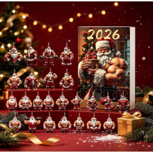 Odpočítavanie sviatkov s tematikou svalového Santa Clausa do roku 2026, vianočný adventný kalendár