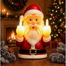 Grappige, ondeugende kerstman LED-wandlamp, verlichte kerstmanfiguur van hars, werkt op batterijen, kerstdecoratie voor schoorsteenmantel, veranda e