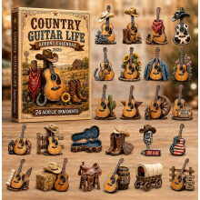 Adventný kalendár Country Guitar Life 2026, 24-dňový vianočný odpočítavací kalendár s 24 ks akrylových závesný