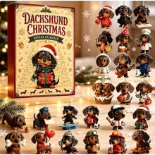 Weihnachts-Adventskalender mit Überraschungsbox, 24-Tage-Countdown, Hunde-2D-Acryl-Anhänger, Feuerwehrhund-Anhänger für den Weihnachtsbaum