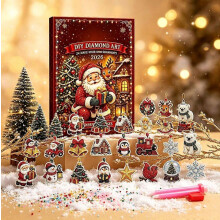 24-delige kerst DIY diamantschilderij hangende ornamentenset, feestelijke mini-decoratieset voor de kerstboom, creatief handgemaakt knutselproject v