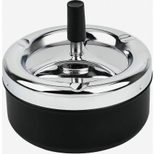Round Push Down Ashtray with Spinning Tray Metal Cigarette Ash Tray Large 5.2 Inches Home Ashtray for Indoor and Outside Patio