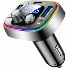 Trasmettitore FM per auto Adattatore Bluetooth 5.4, ricarica rapida PD+QC da 48 W, chiamate in vivavoce, streaming Spotify/navigazione/musica tramit