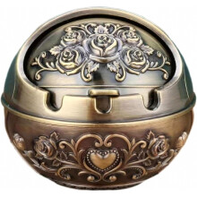 Windproof Metal Ashtrays with Lid Fancy Desktop Smokeless Ashtray Vintage Cigar Ash Holder Pretty Cigar Smoke Ashtray Portable Cigarettes Ash Tray f