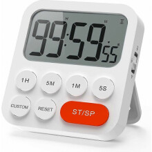 Digital Kitchen Timer, Stopwatch & Countdown Timer with Custom Mode, 3 Adjustable Volume Levels, Magnetic Back, Folding Stand