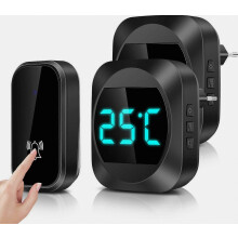 [Non sono necessarie batterie] Campanello senza fili con temperatura LED, kit campanello elettronico impermeabile con 2 ricevitori a spina, portata