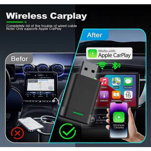 Adattatore wireless 2 in 1 per CarPlay e Android Auto - WiFi a 5,8 GHz, dongle USB plug & play per iOS e Android 1