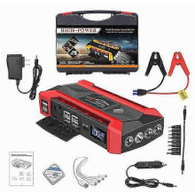 30000mAh auto-startbooster met 2000A piekvermogen en rode en blauwe lampjes - Draagbare auto-accu-booster/oplader/powerbank startapparaat_RIAL