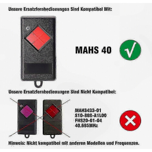 Replacement for Dicket MAHS27-0 Garage Door Radio Remote Control, 27.015 MHz Handheld Transmitter 2