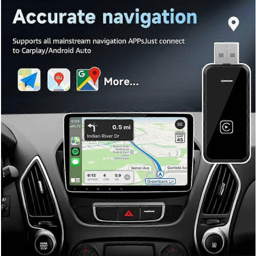 2-in-1 Wireless Carplay Adapter for Android Iphone, Convert Wired to Wireless, Mini Car Connectivity Usb Dongle Ai Box 2