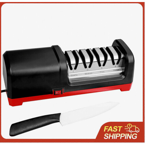 Electric Knife Sharpener 3-Stage Angle Guided Professional Knife Sharpener 15-Degree Angle Guide Spring-Loadedcompatible withMetal Ceramic 1