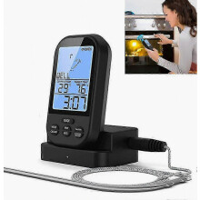 Draadloze digitale vleesthermometer met afstandsbediening voor barbecue, keuken, oven, grill en rookoven, inclusief timer_m24