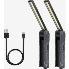 Paquete de 2 linternas LED magnéticas recargables: linternas plegables para inspecciones, acampadas y reparaciones de automóviles.