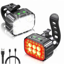 Super Bright USB Rechargeable Bike Light Set Front & Tail LED Lights for Night Riding