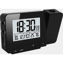 LED-projectorklok met digitaal alarm, binnentemperatuurweergave, 4 helderheidsniveaus, zwart
