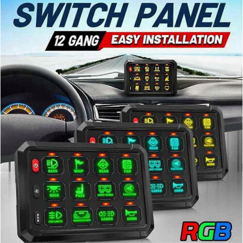 12 Πάνελ Διακοπτών Gang, Διακόπτης RGB, Πίνακας Διακοπτών 12v για Αυτοκίνητο, Φορτηγό 2