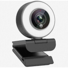 4K HD-webcam met verstelbare ringverlichting, USB 2.0 plug-and-play, ingebouwde microfoon, draagbaar ontwerp, compatibel met pc-gaming en streaming.
