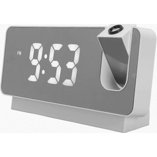 HD LED Projection Alarm Clock with 180 Rotating Ceiling/Wall Projector, Digital Display, Snooze & Temperature