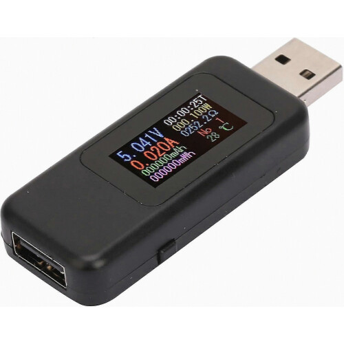 USB Tester Charger Detector - Digital Voltmeter Ammeter with LCD Display for DC 4-30V (Black)