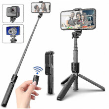 Trípode para selfies, palo selfie extensible 4 en 1 con control remoto Bluetooth y rotación de 360.