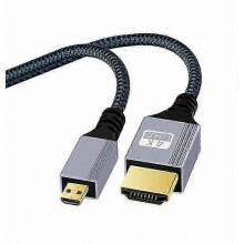 Cable trenzado HDMI 4K a Micro HDMI de 10 m y 120 Hz con interfaz chapada en oro para transferencia de vídeo HD.