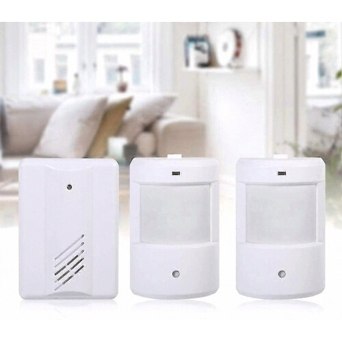 Wireless Doorbell Alarm with Motion Sensor, Long Range Receiver & Transmitter for Home or Office Security (1 with 2)
