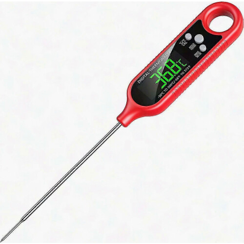3S Instant Read Kitchen Thermometer with Long Probe, Waterproof BBQ Cooking Thermometer with Calibration Button