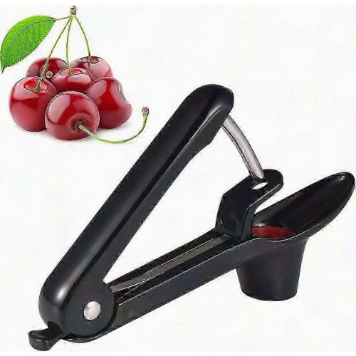 Stainless Steel Cherry Pitter - Quick & Easy Fruit Stone Remover (Green)
