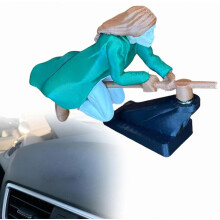 Mini-Interaktiver Besen-Dash-Anhänger, Lustige Drift-Zauberer-Besen-Autodekoration (Damenstil) (Grün)