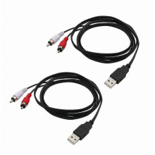 Cable AV USB A macho de 2 x 1,5 m a 2 x RCA macho para PC, TV, adaptador de audio y vídeo auxiliar SZTCLV