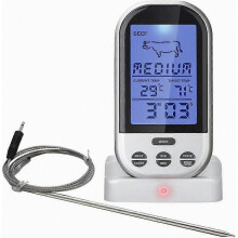 Draadloze digitale vleesthermometer, kookthermometer met sonde voor direct aflezen, geschikt voor de keukengrill.