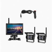 Kit de cámara de visión trasera inalámbrica de 7 pulgadas con 2 cámaras y monitor TFT, visión nocturna, resistente al agua IP67 (SZTCLV)