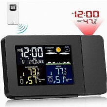 Projectie-wekker voor slaapkamers met weerstation, draadloze binnen- en buitenthermometer, temperatuur- en vochtigheidsmeter (hygrometer_m24)