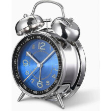 Luide wekker voor diepe slapers (volwassenen), 10 cm stil, niet-tikkend quartz uurwerk met achtergrondverlichting, dubbele bel (blauw)