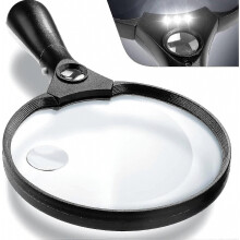 Extra Large LED Illuminated Magnifying Glass With 2x 4x 25x Optical Lenses For Reading Crafts And Detailed Inspection Work