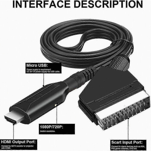 Scart HDMI Cable Converter Adapter USB Input Output Video Audio 2