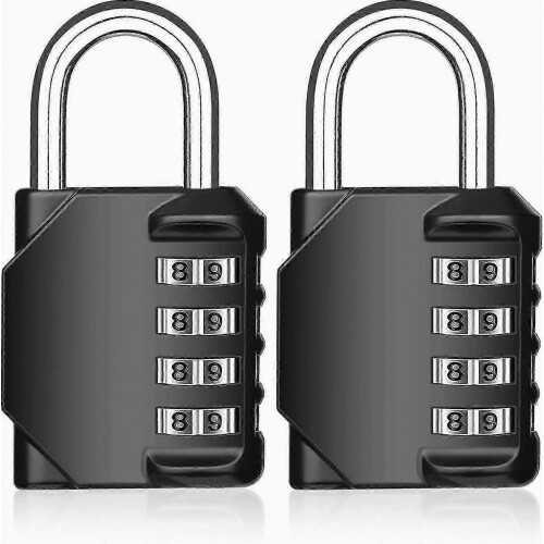 Combination Lock, Combination Lock 2 Pcs 4 Digit Padlock Gym Padlock Resettable Weatherproof