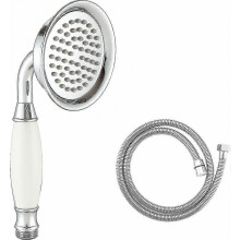 Cabezal de ducha victoriano y manguera de 150 cm, latón y cerámica tradicionales para baño.