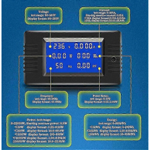 Digital Power Meter Ac Voltage Current Watt Power Frequency Factor Energy Meter 1
